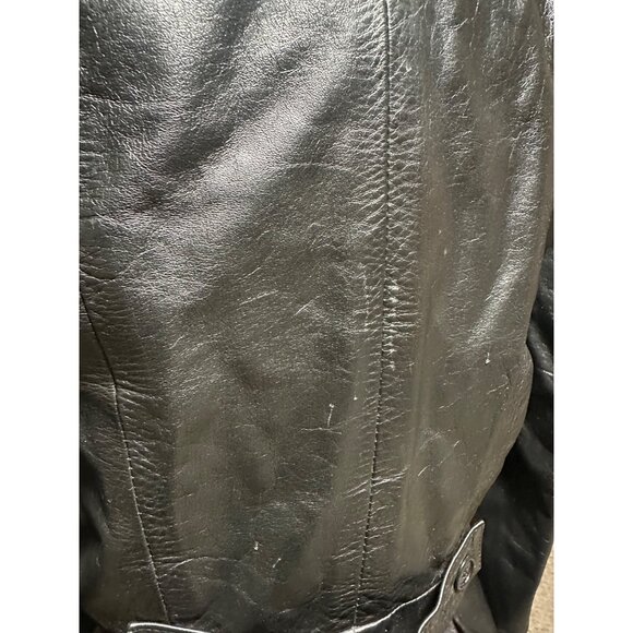 AVANT GARDE Vintage Black Leather Blazer Jacket 70s 80s USA Women Small - Picture 6 of 13